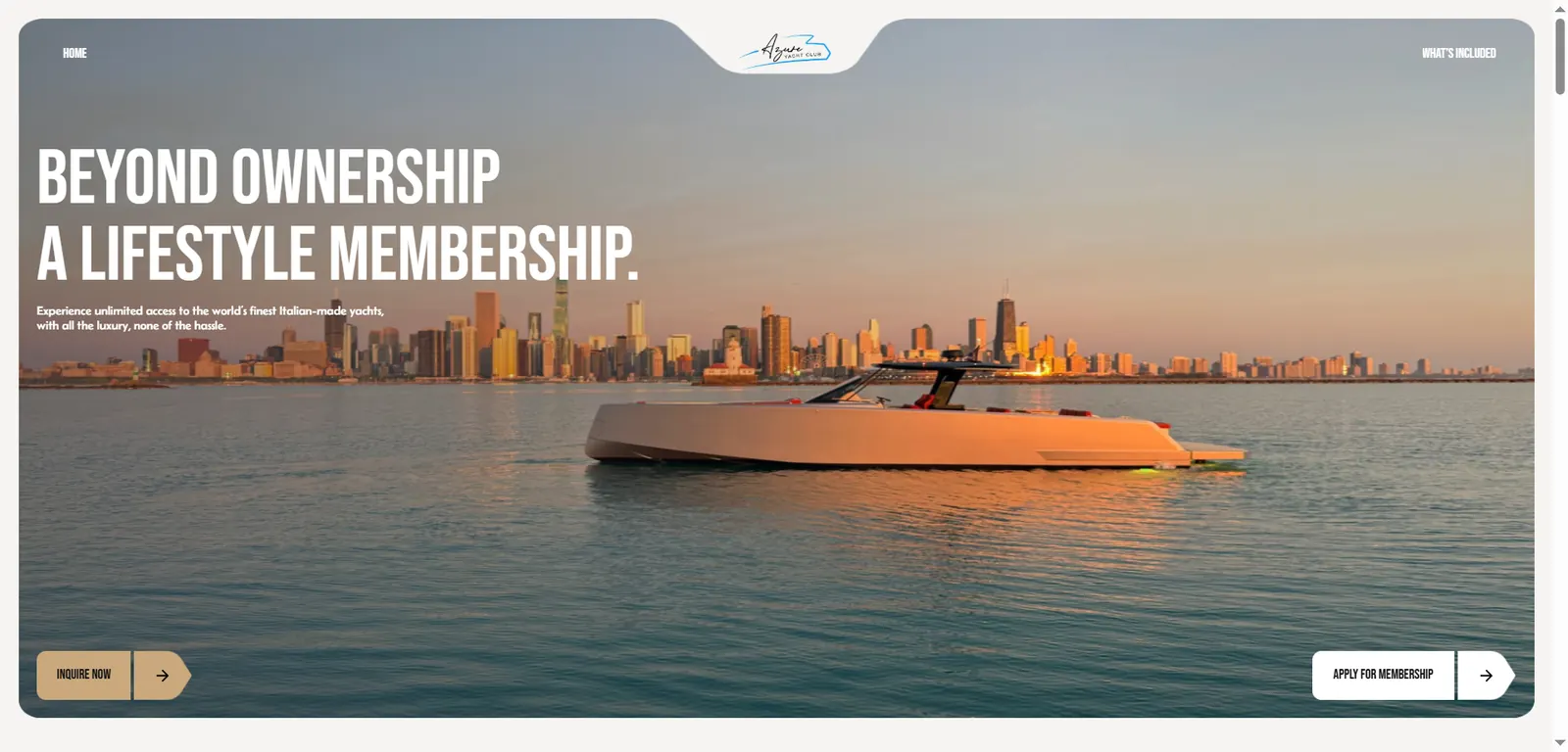 Azure Yacht Club website designed by Phixel Media