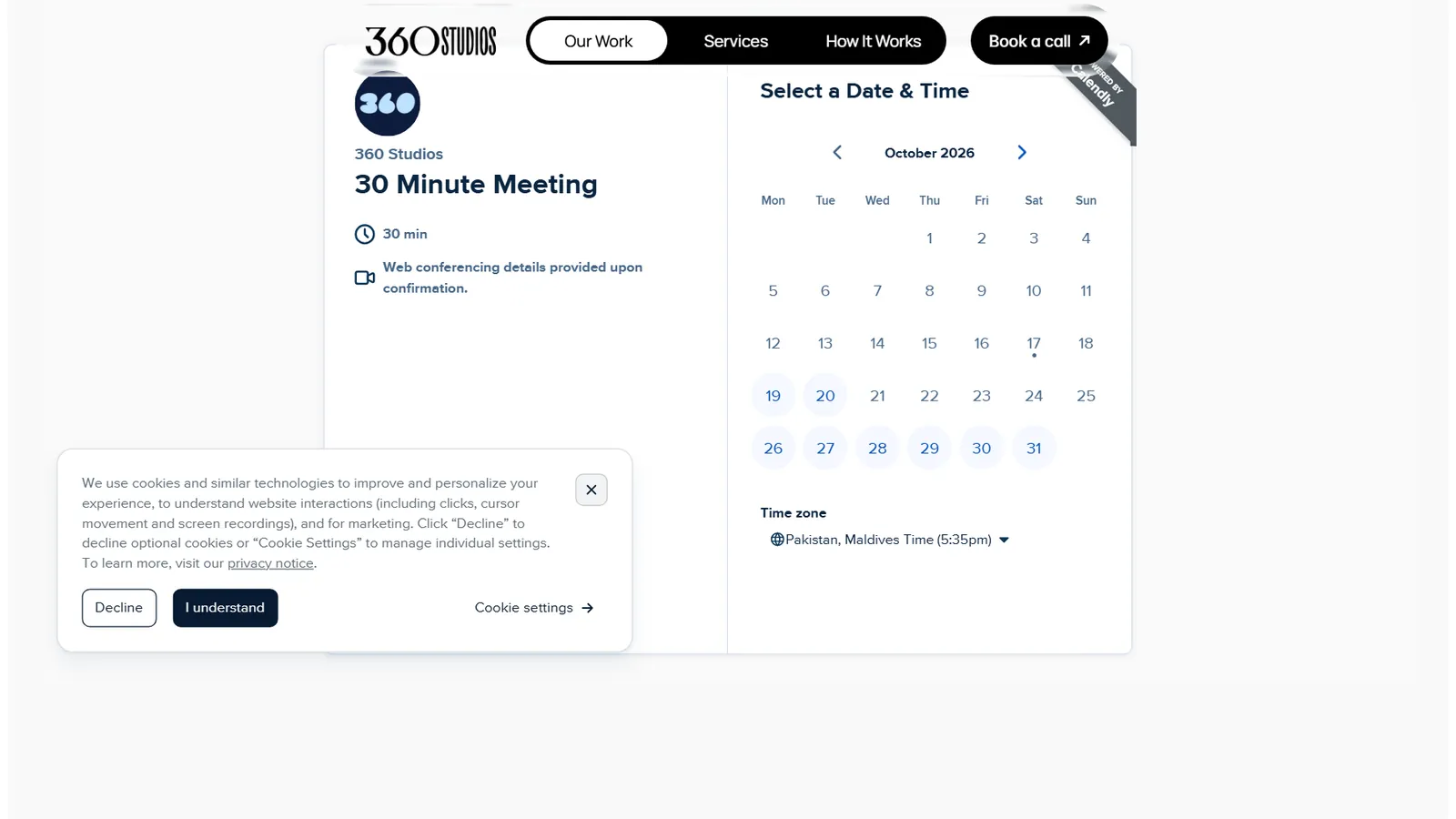 360 Studios – Call booking