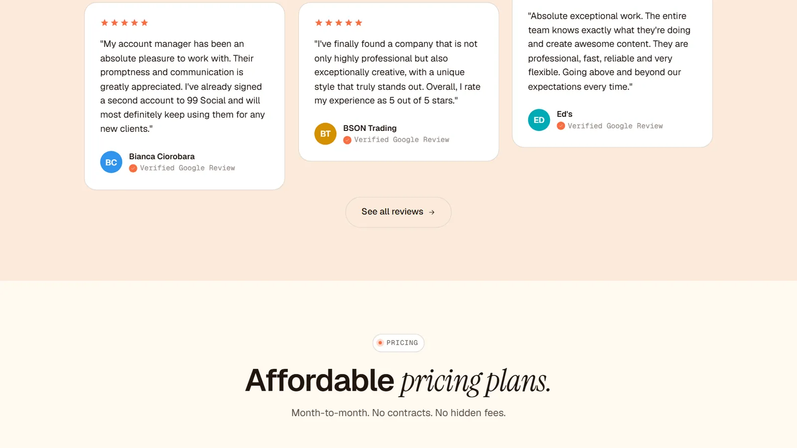 99 Dollar Social – Client reviews