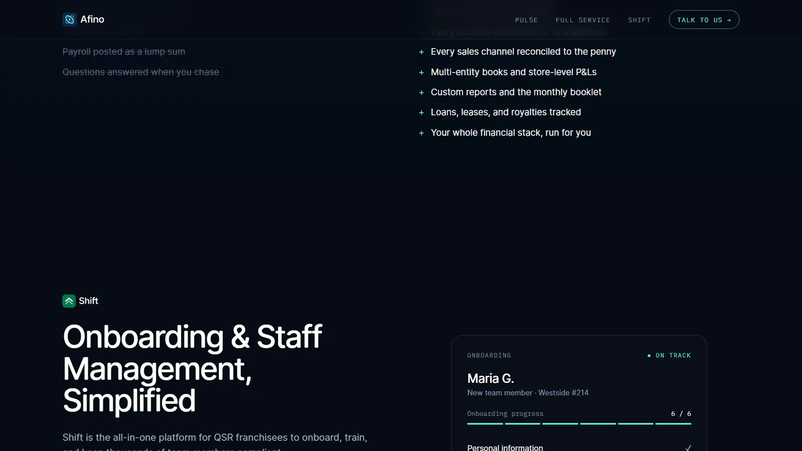 Afino – Shift onboarding