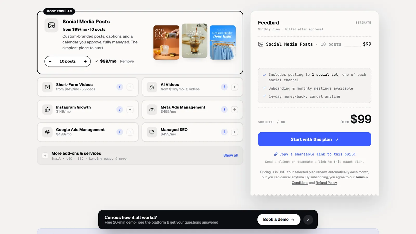 Feedbird – Plan builder and estimate