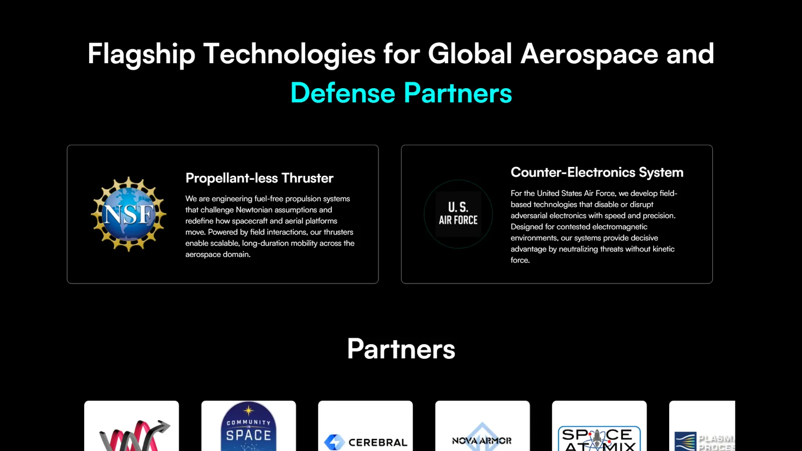 Field Propulsion Technologies – Flagship technologies