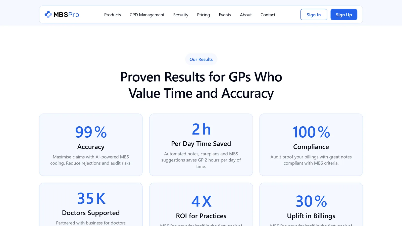 MBSPro – Results overview