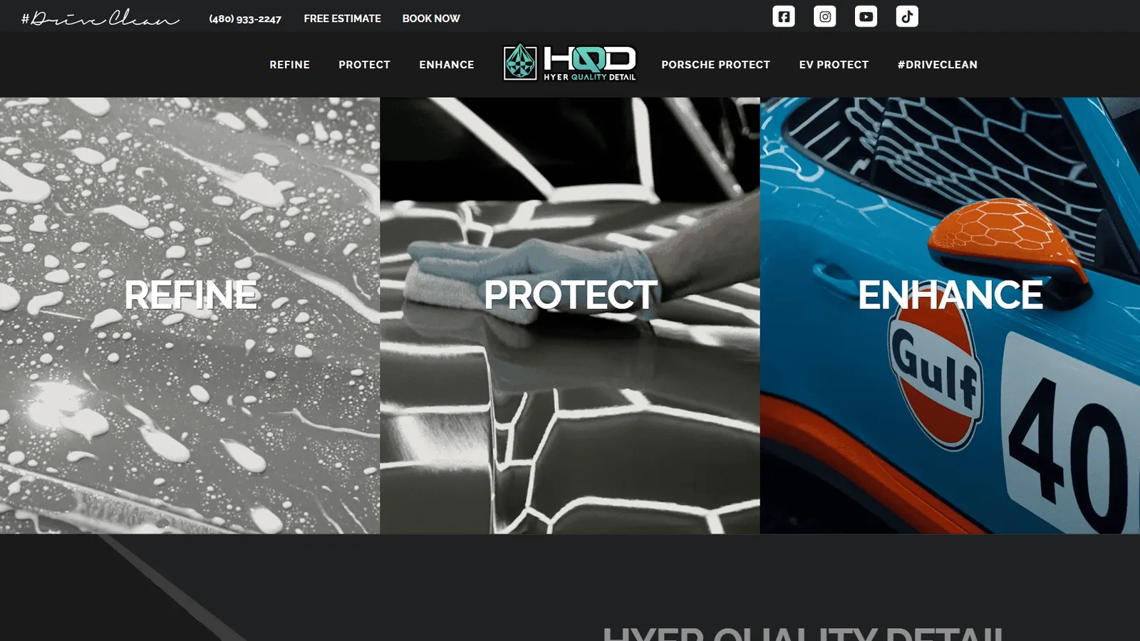 Hyer Quality Detail website designed by Phixel Media